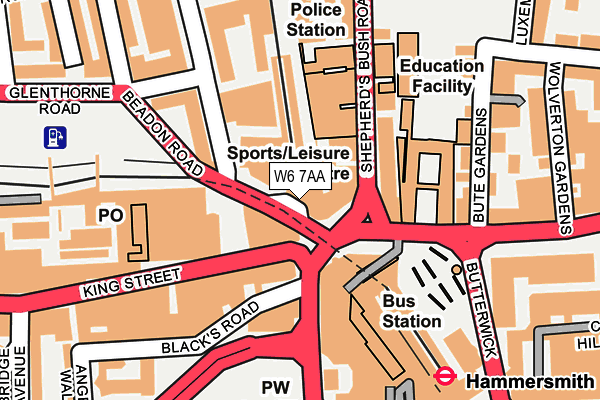 W6 7AA map - OS OpenMap – Local (Ordnance Survey) W6 7AA map - OS OpenMap – Local (Ordnance Survey)