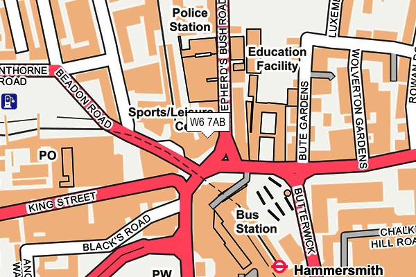 W6 7AB map - OS OpenMap – Local (Ordnance Survey) W6 7AB map - OS OpenMap – Local (Ordnance Survey)