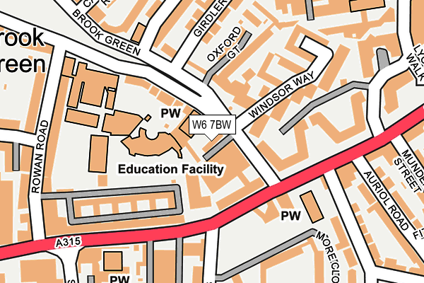 W6 7BW map - OS OpenMap – Local (Ordnance Survey) W6 7BW map - OS OpenMap – Local (Ordnance Survey)