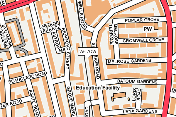 W6 7QW map - OS OpenMap – Local (Ordnance Survey) W6 7QW map - OS OpenMap – Local (Ordnance Survey)