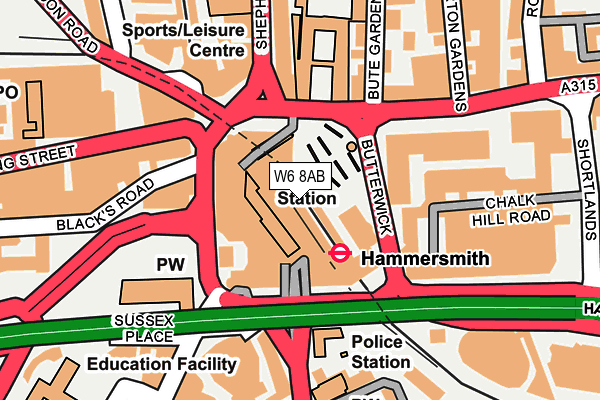 W6 8AB map - OS OpenMap – Local (Ordnance Survey) W6 8AB map - OS OpenMap – Local (Ordnance Survey)