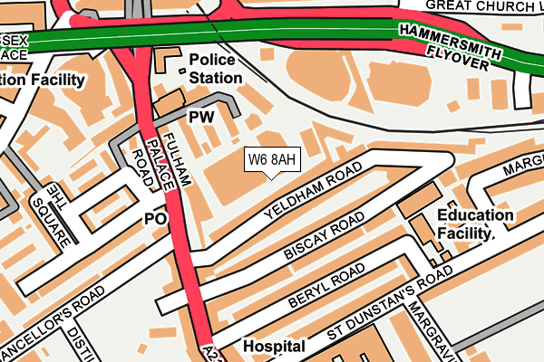 W6 8AH map - OS OpenMap – Local (Ordnance Survey) W6 8AH map - OS OpenMap – Local (Ordnance Survey)