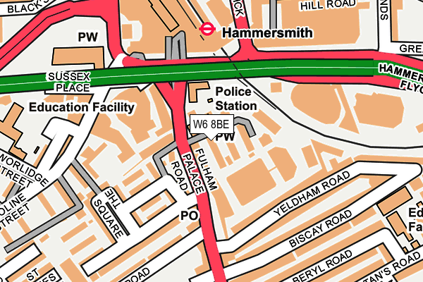W6 8BE map - OS OpenMap – Local (Ordnance Survey)