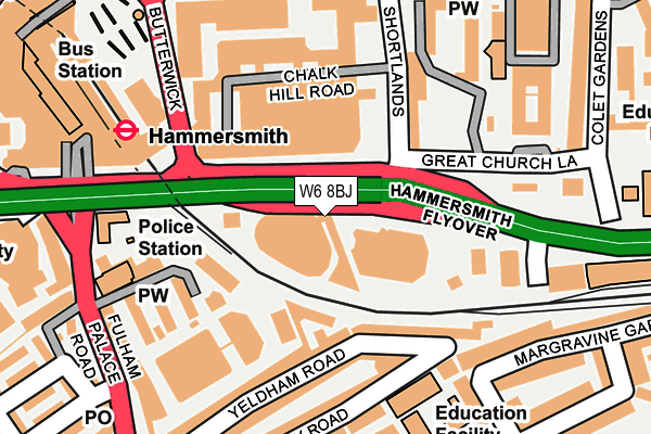 W6 8BJ map - OS OpenMap – Local (Ordnance Survey) W6 8BJ map - OS OpenMap – Local (Ordnance Survey)
