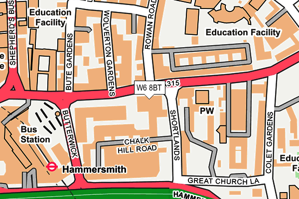 W6 8BT map - OS OpenMap – Local (Ordnance Survey)