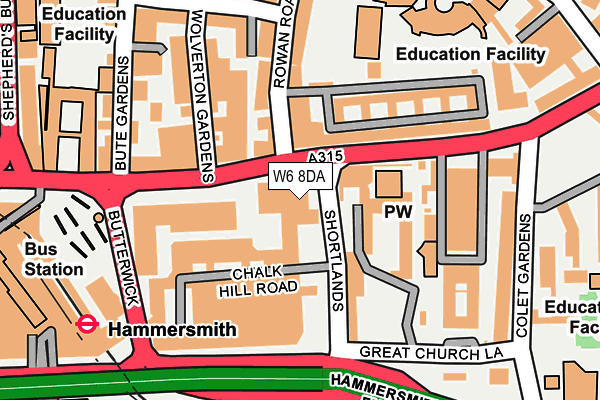 W6 8DA map - OS OpenMap – Local (Ordnance Survey) W6 8DA map - OS OpenMap – Local (Ordnance Survey)