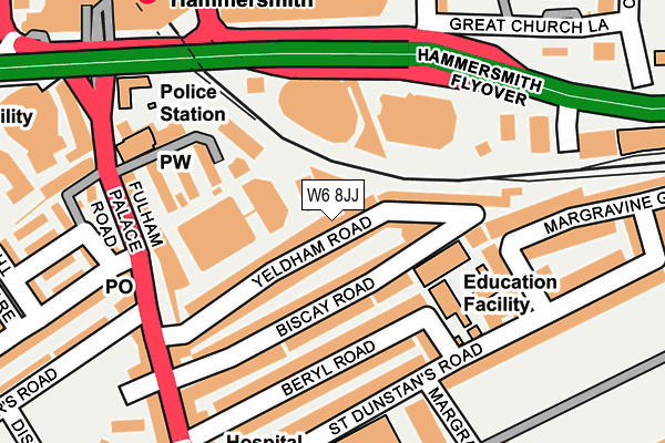 W6 8JJ map - OS OpenMap – Local (Ordnance Survey) W6 8JJ map - OS OpenMap – Local (Ordnance Survey)
