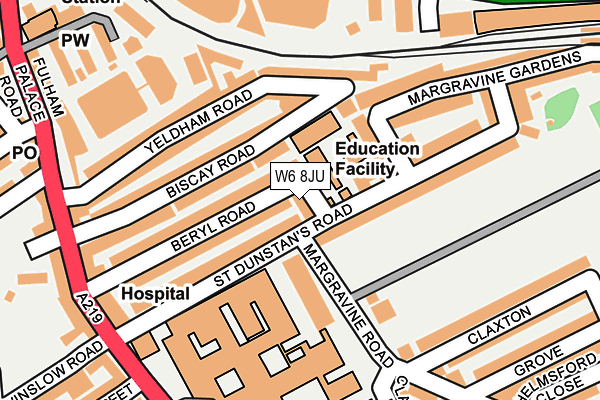 W6 8JU map - OS OpenMap – Local (Ordnance Survey) W6 8JU map - OS OpenMap – Local (Ordnance Survey)