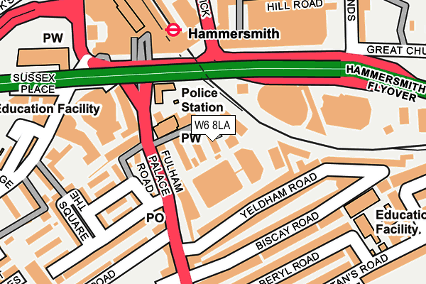 W6 8LA map - OS OpenMap – Local (Ordnance Survey) W6 8LA map - OS OpenMap – Local (Ordnance Survey)
