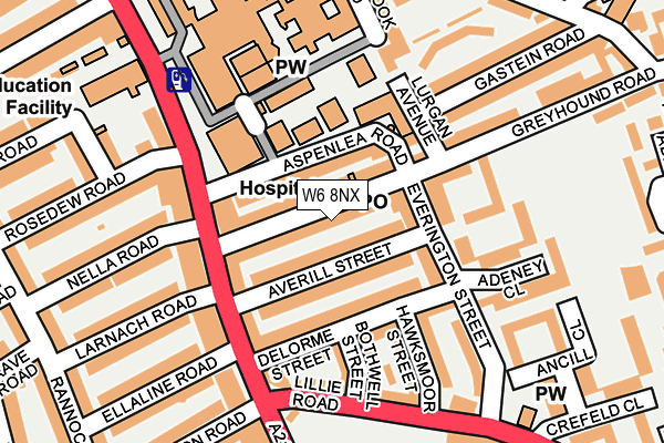 W6 8NX map - OS OpenMap – Local (Ordnance Survey) W6 8NX map - OS OpenMap – Local (Ordnance Survey)