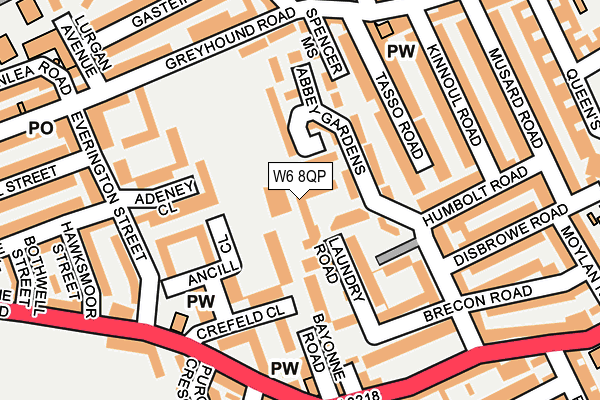 W6 8QP map - OS OpenMap – Local (Ordnance Survey) W6 8QP map - OS OpenMap – Local (Ordnance Survey)