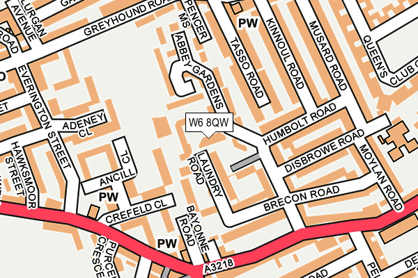 W6 8QW map - OS OpenMap – Local (Ordnance Survey) W6 8QW map - OS OpenMap – Local (Ordnance Survey)