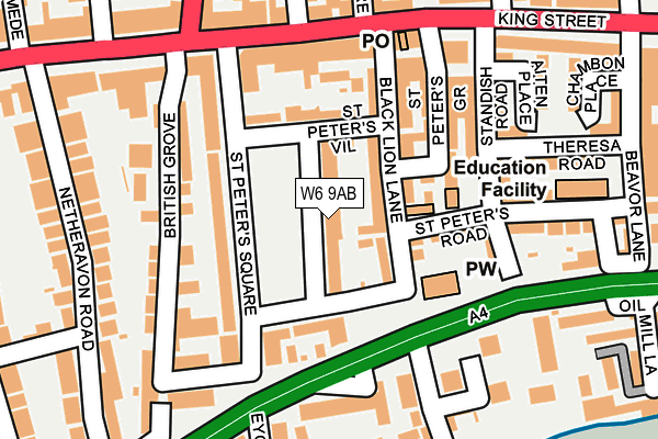 W6 9AB map - OS OpenMap – Local (Ordnance Survey) W6 9AB map - OS OpenMap – Local (Ordnance Survey)