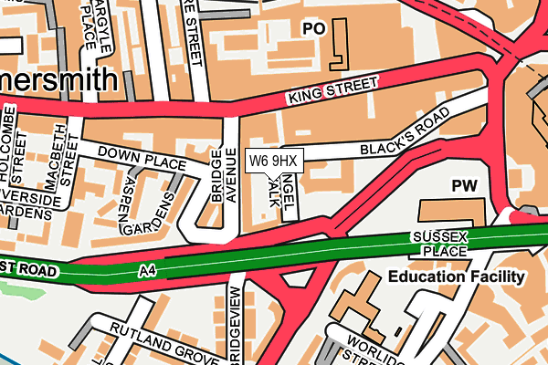 W6 9HX map - OS OpenMap – Local (Ordnance Survey) W6 9HX map - OS OpenMap – Local (Ordnance Survey)