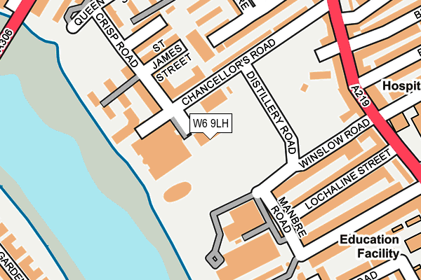 W6 9LH map - OS OpenMap – Local (Ordnance Survey) W6 9LH map - OS OpenMap – Local (Ordnance Survey)