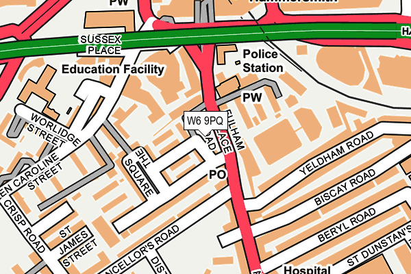 W6 9PQ map - OS OpenMap – Local (Ordnance Survey) W6 9PQ map - OS OpenMap – Local (Ordnance Survey)