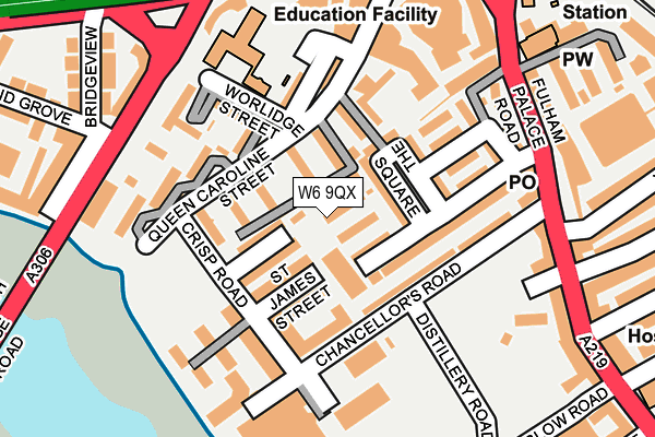 W6 9QX map - OS OpenMap – Local (Ordnance Survey) W6 9QX map - OS OpenMap – Local (Ordnance Survey)