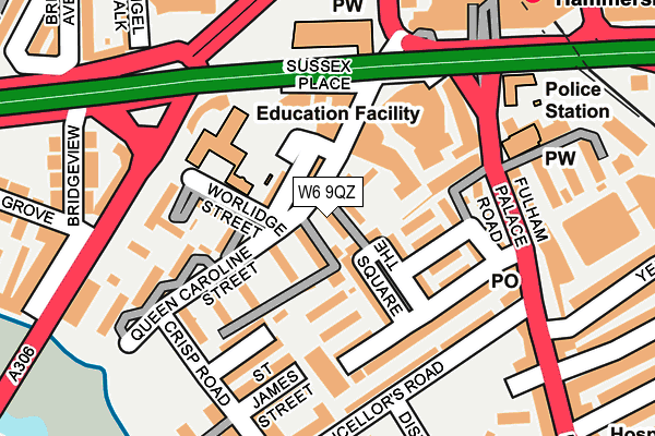 W6 9QZ map - OS OpenMap – Local (Ordnance Survey) W6 9QZ map - OS OpenMap – Local (Ordnance Survey)