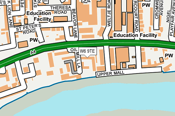 W6 9TE map - OS OpenMap – Local (Ordnance Survey) W6 9TE map - OS OpenMap – Local (Ordnance Survey)