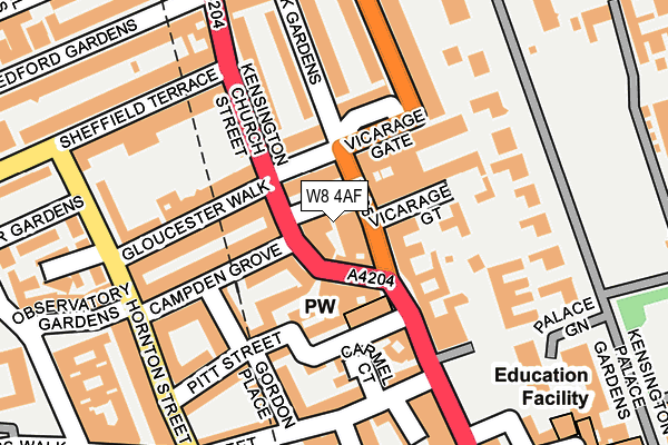 W8 4AF map - OS OpenMap – Local (Ordnance Survey) W8 4AF map - OS OpenMap – Local (Ordnance Survey)