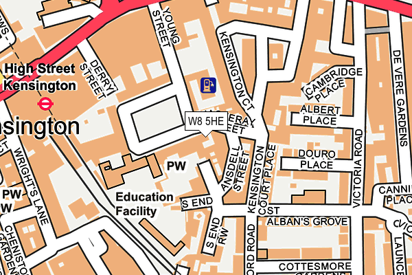 W8 5HE map - OS OpenMap – Local (Ordnance Survey) W8 5HE map - OS OpenMap – Local (Ordnance Survey)