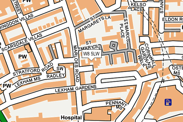 W8 5LW map - OS OpenMap – Local (Ordnance Survey) W8 5LW map - OS OpenMap – Local (Ordnance Survey)