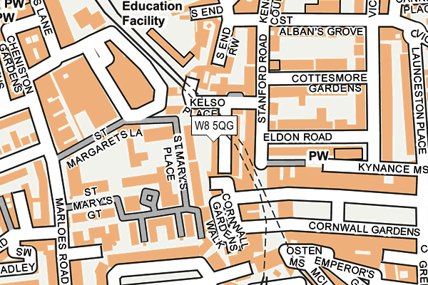 W8 5QG map - OS OpenMap – Local (Ordnance Survey) W8 5QG map - OS OpenMap – Local (Ordnance Survey)