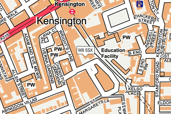 W8 5SX map - OS OpenMap – Local (Ordnance Survey) W8 5SX map - OS OpenMap – Local (Ordnance Survey)