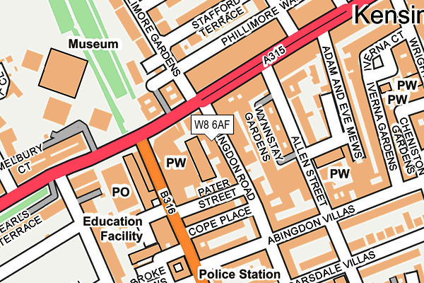 W8 6AF map - OS OpenMap – Local (Ordnance Survey) W8 6AF map - OS OpenMap – Local (Ordnance Survey)