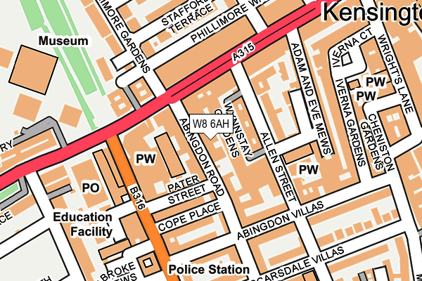 W8 6AH map - OS OpenMap – Local (Ordnance Survey)