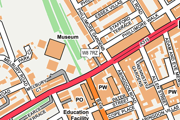 W8 7RZ map - OS OpenMap – Local (Ordnance Survey) W8 7RZ map - OS OpenMap – Local (Ordnance Survey)