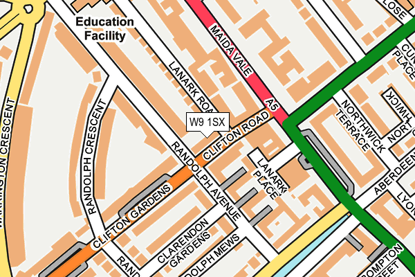W9 1SX map - OS OpenMap – Local (Ordnance Survey) W9 1SX map - OS OpenMap – Local (Ordnance Survey)