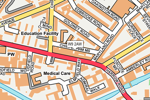 W9 2AW map - OS OpenMap – Local (Ordnance Survey)