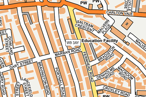 W9 3AY map - OS OpenMap – Local (Ordnance Survey) W9 3AY map - OS OpenMap – Local (Ordnance Survey)
