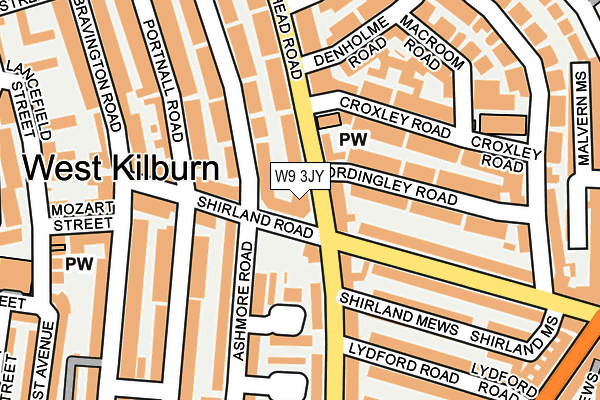W9 3JY map - OS OpenMap – Local (Ordnance Survey) W9 3JY map - OS OpenMap – Local (Ordnance Survey)