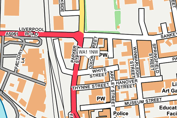 WA1 1NW map - OS OpenMap – Local (Ordnance Survey) WA1 1NW map - OS OpenMap – Local (Ordnance Survey)