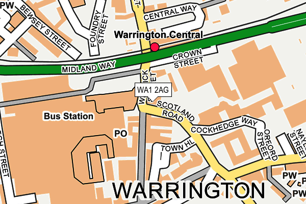 WA1 2AG map - OS OpenMap – Local (Ordnance Survey) WA1 2AG map - OS OpenMap – Local (Ordnance Survey)