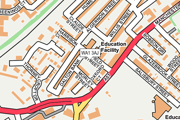WA1 3AJ map - OS OpenMap – Local (Ordnance Survey)