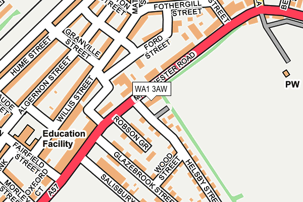 WA1 3AW map - OS OpenMap – Local (Ordnance Survey) WA1 3AW map - OS OpenMap – Local (Ordnance Survey)