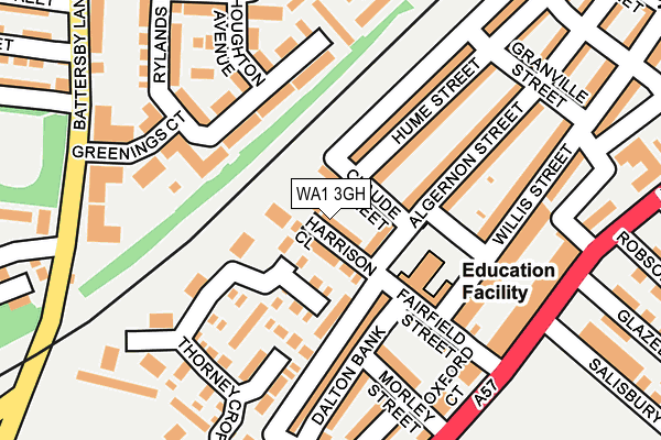 WA1 3GH map - OS OpenMap – Local (Ordnance Survey) WA1 3GH map - OS OpenMap – Local (Ordnance Survey)