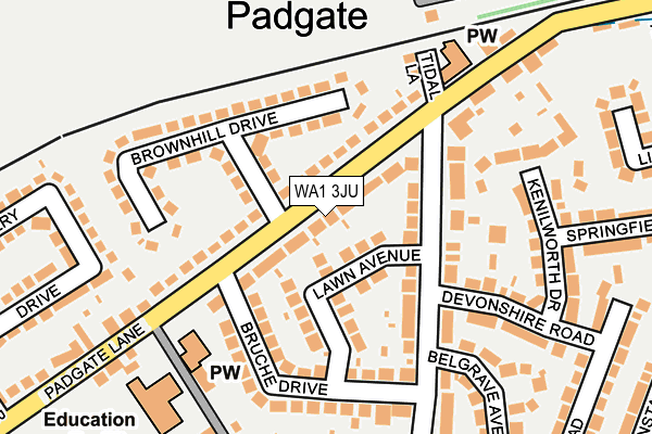 WA1 3JU map - OS OpenMap – Local (Ordnance Survey)