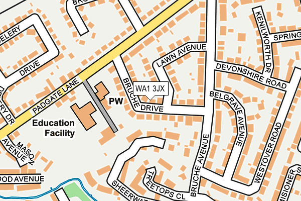 WA1 3JX map - OS OpenMap – Local (Ordnance Survey) WA1 3JX map - OS OpenMap – Local (Ordnance Survey)