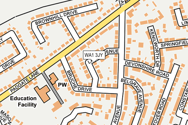 WA1 3JY map - OS OpenMap – Local (Ordnance Survey) WA1 3JY map - OS OpenMap – Local (Ordnance Survey)