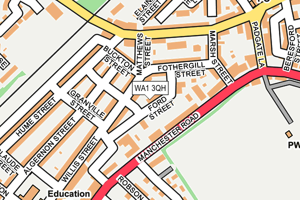 WA1 3QH map - OS OpenMap – Local (Ordnance Survey) WA1 3QH map - OS OpenMap – Local (Ordnance Survey)