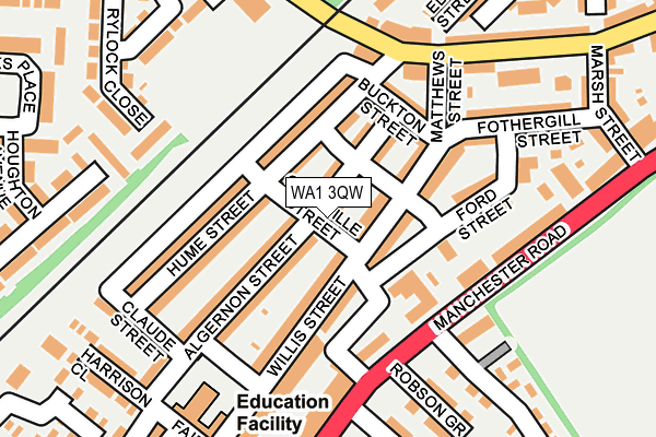 WA1 3QW map - OS OpenMap – Local (Ordnance Survey) WA1 3QW map - OS OpenMap – Local (Ordnance Survey)
