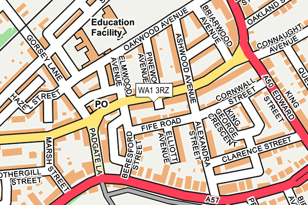 WA1 3RZ map - OS OpenMap – Local (Ordnance Survey)