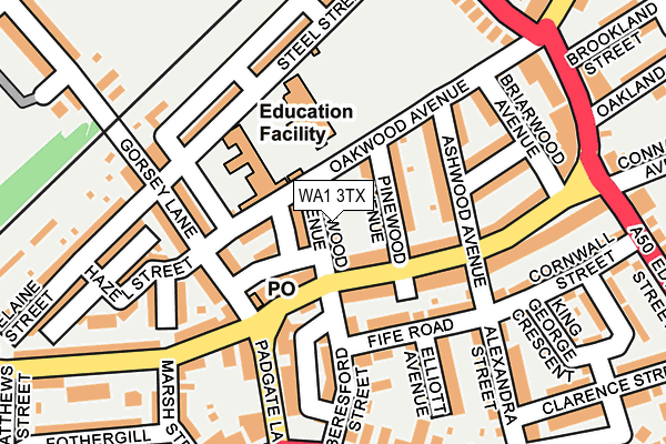 WA1 3TX map - OS OpenMap – Local (Ordnance Survey) WA1 3TX map - OS OpenMap – Local (Ordnance Survey)