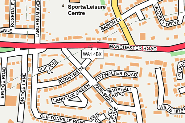 WA1 4BX map - OS OpenMap – Local (Ordnance Survey) WA1 4BX map - OS OpenMap – Local (Ordnance Survey)