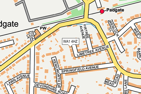 WA1 4HZ map - OS OpenMap – Local (Ordnance Survey)