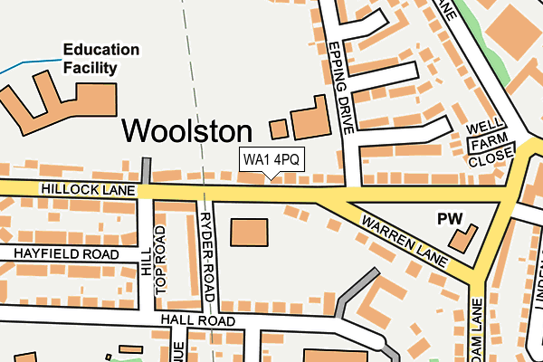 WA1 4PQ map - OS OpenMap – Local (Ordnance Survey) WA1 4PQ map - OS OpenMap – Local (Ordnance Survey)